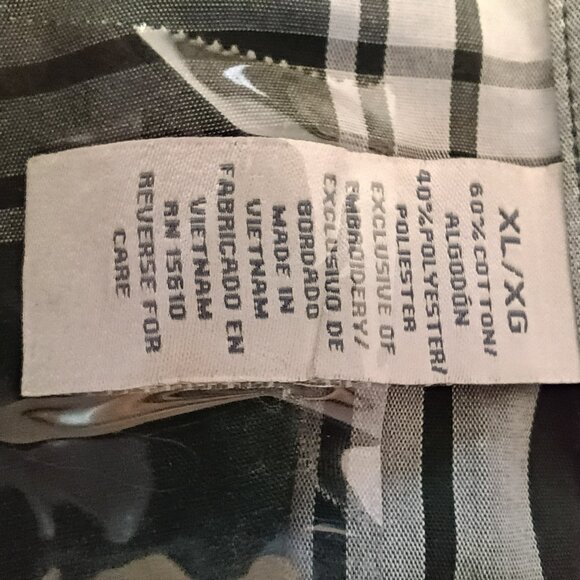 DOCKERS Men's Classic Plaid Shirt XL Green White Cotton Polyester Rustic - Picture 5 of 5